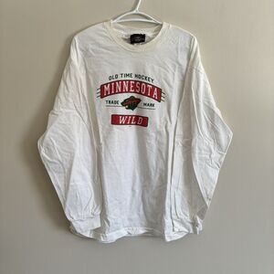 NHL Minnesota Wild Hockey Shirt Long Sleeve White Old Time Hockey Size XL